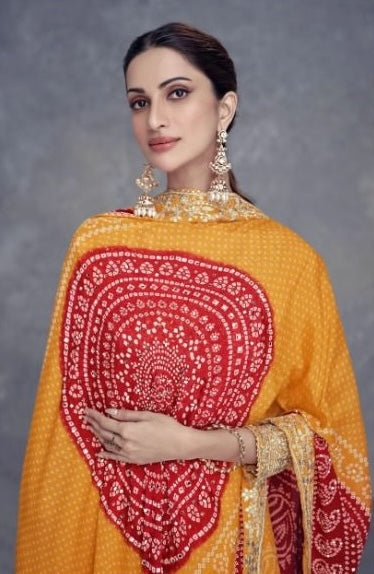 Yellow Chinon Salwar Suit (3-Piece)