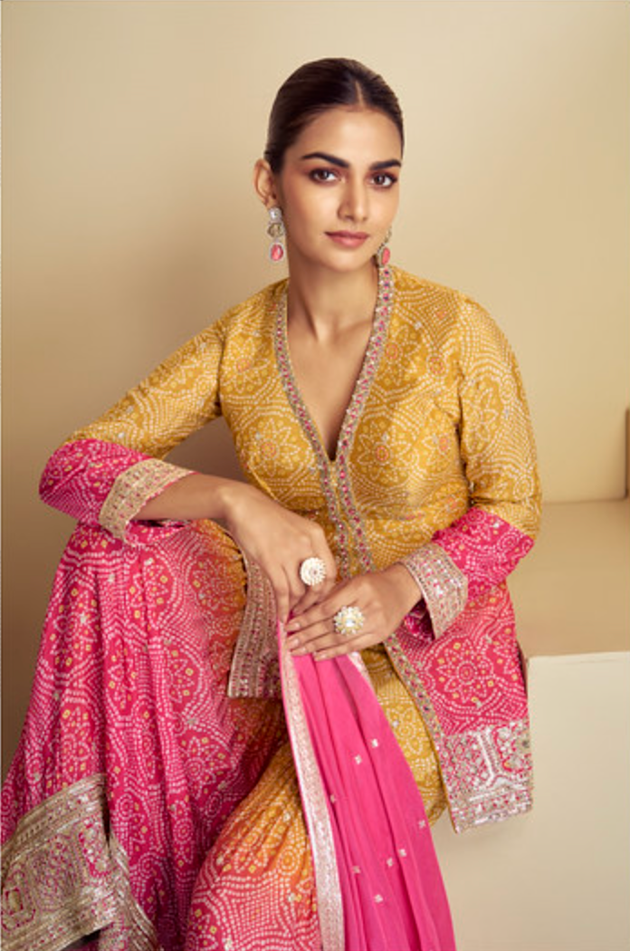 Pink Yellow Jacket Suit