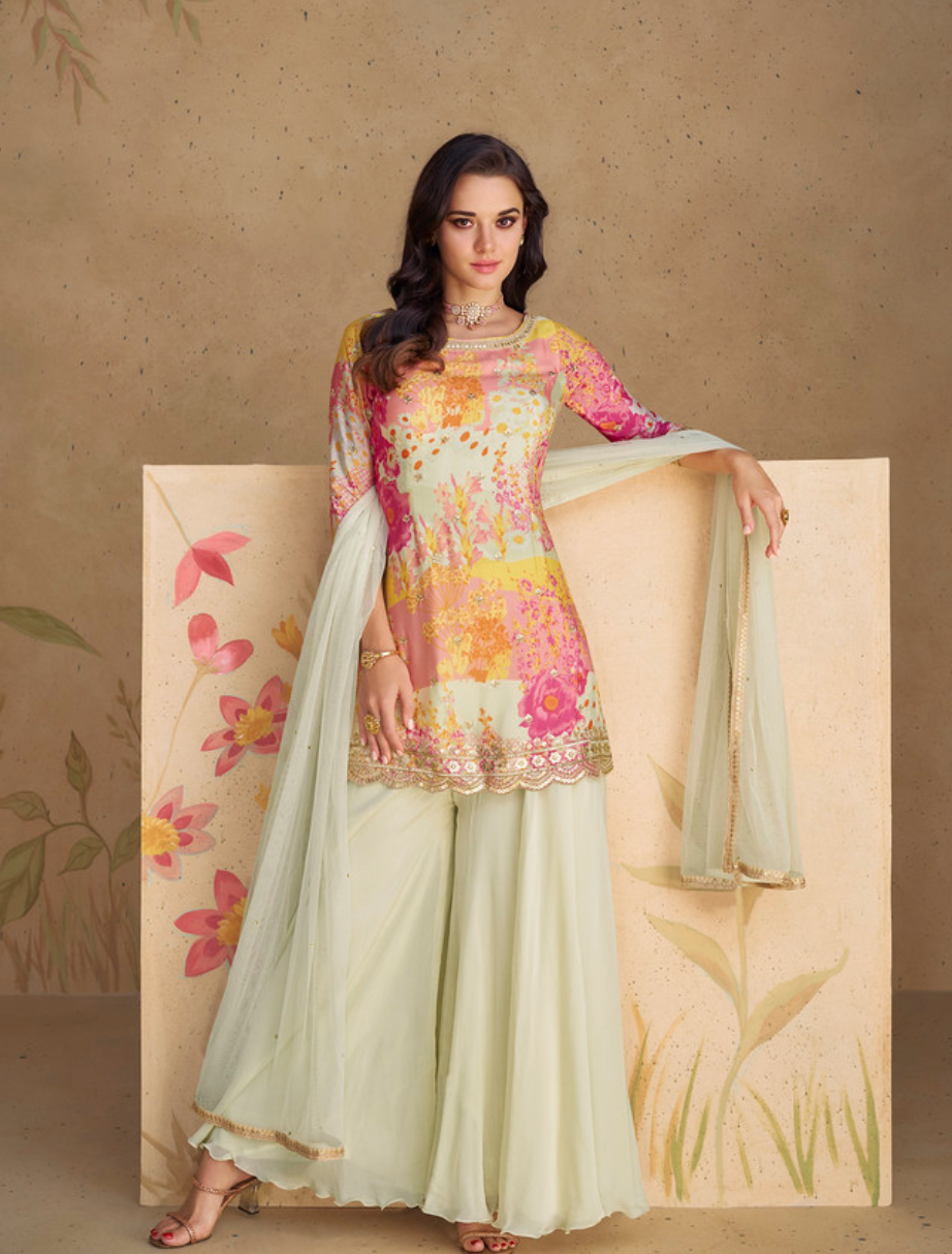 Premium White Chinon Silk Salwar (3-piece)