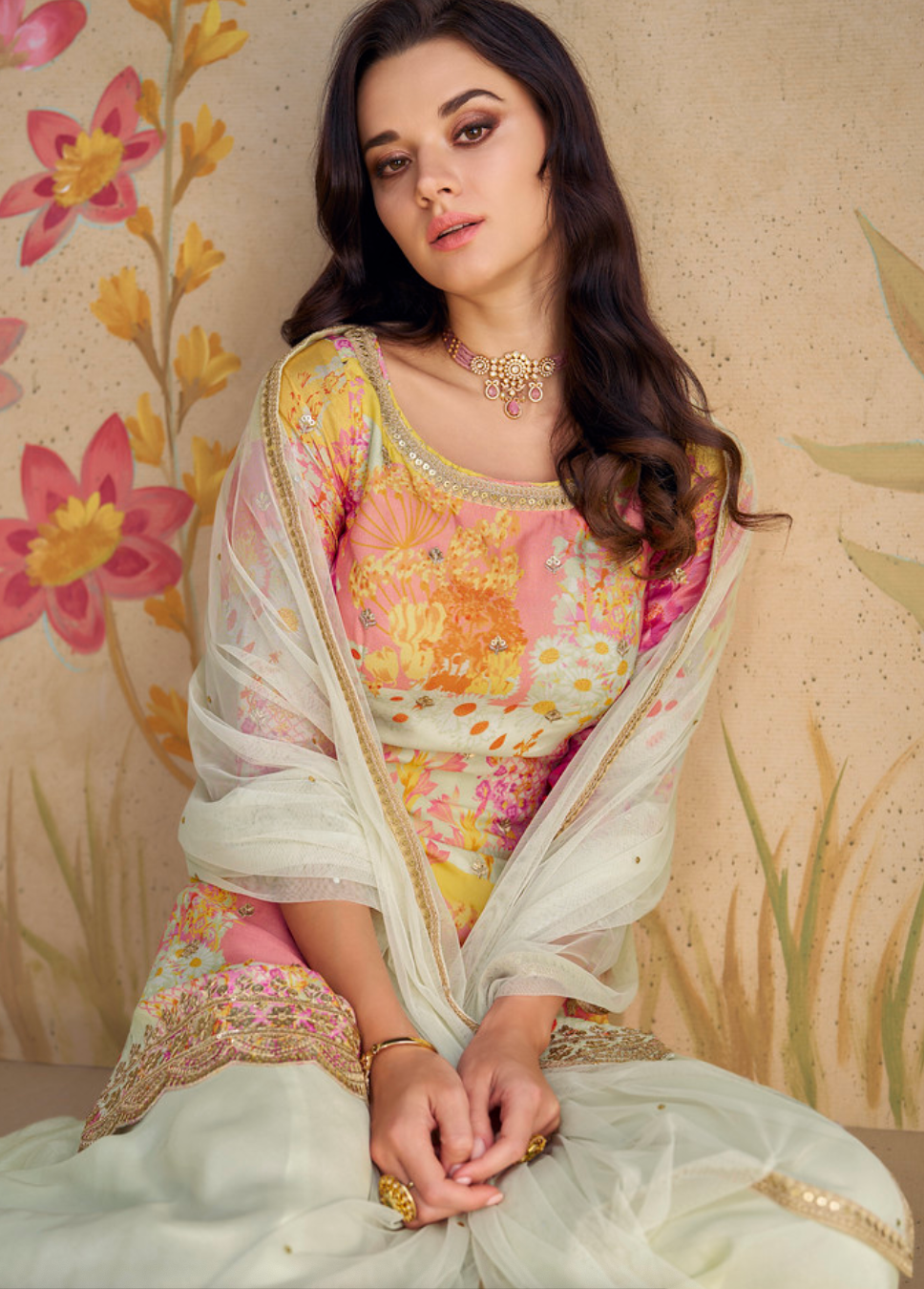 Premium White Chinon Silk Salwar (3-piece)
