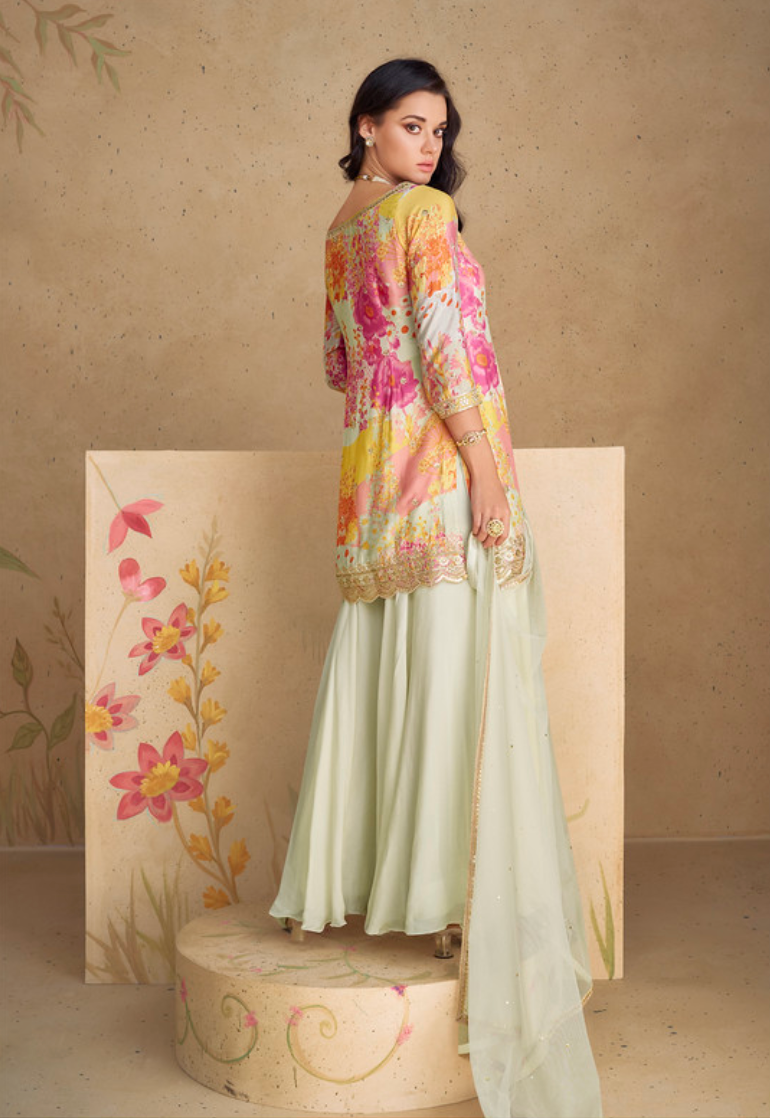 Premium White Chinon Silk Salwar (3-piece)