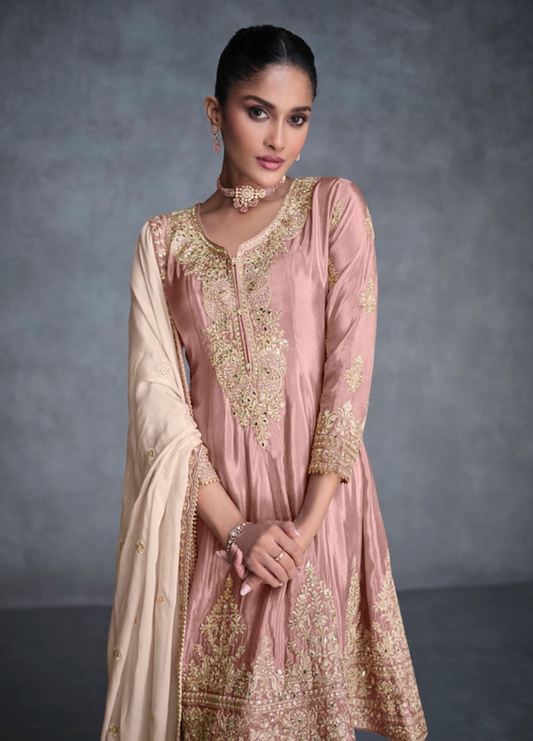 Light Rose Embroidery Salwar Suit