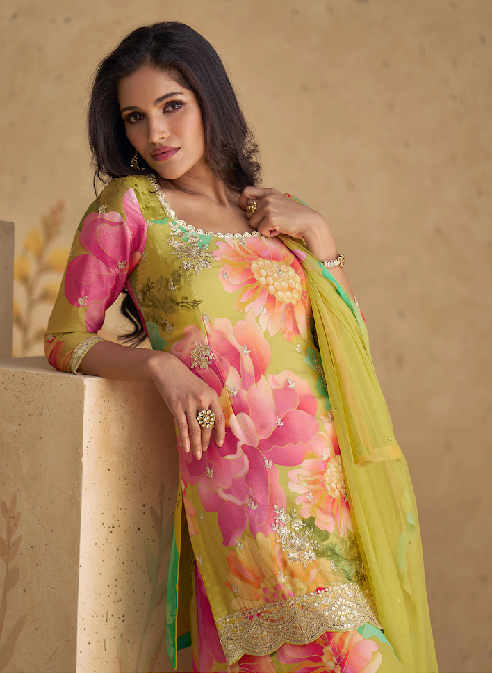 Premium Floral Chinon Silk (3-piece)