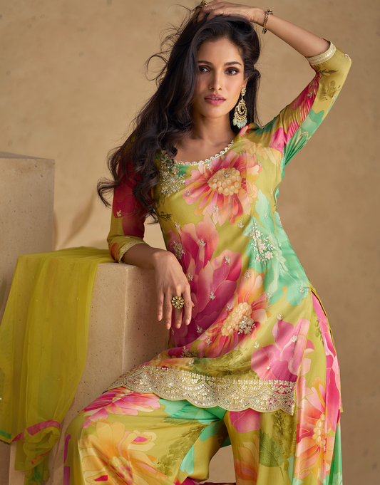 Premium Floral Chinon Silk (3-piece)