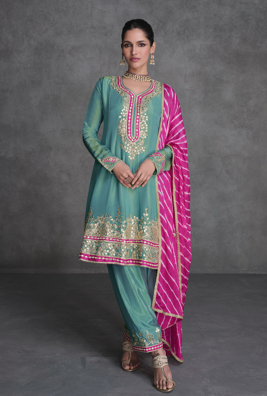 Turquouis Pink Salwar Suit