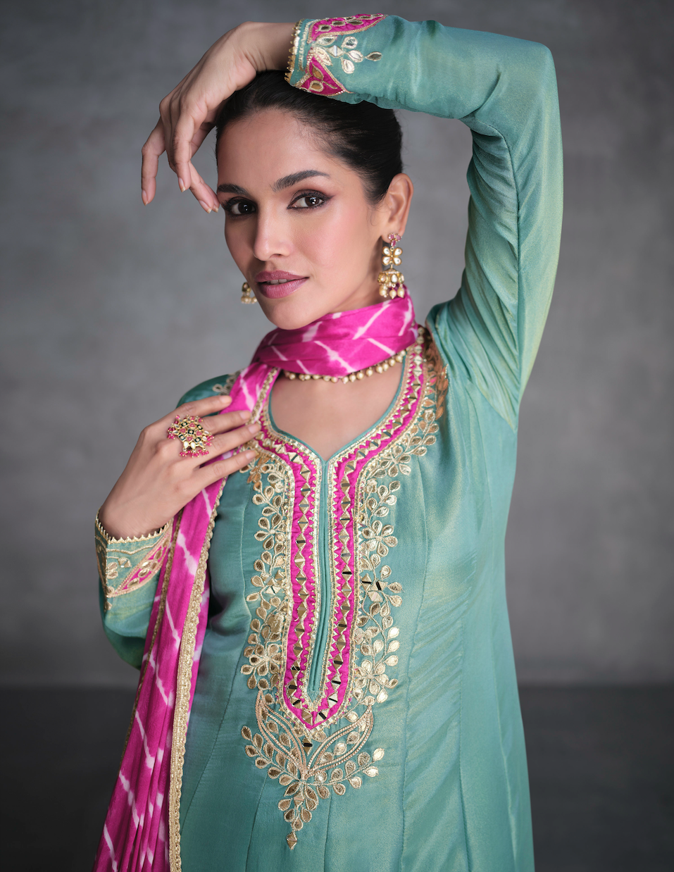 Turquouis Pink Salwar Suit