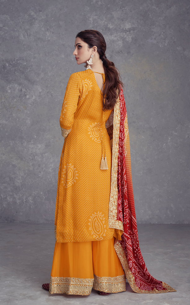 Yellow Chinon Salwar Suit (3-Piece)