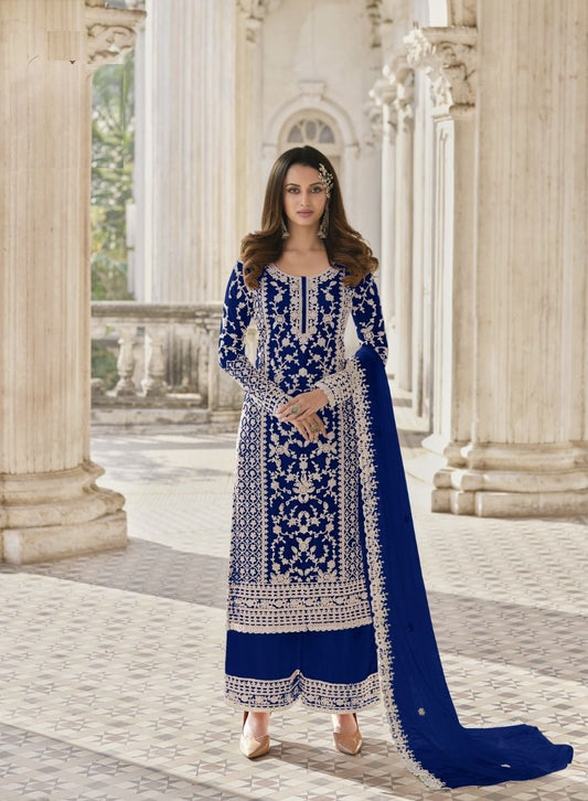 Royal Blue Embroidery Salwar Suit (3-Piece)