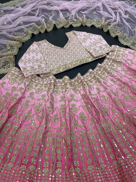 Pink-White Fade Premium Lehenga