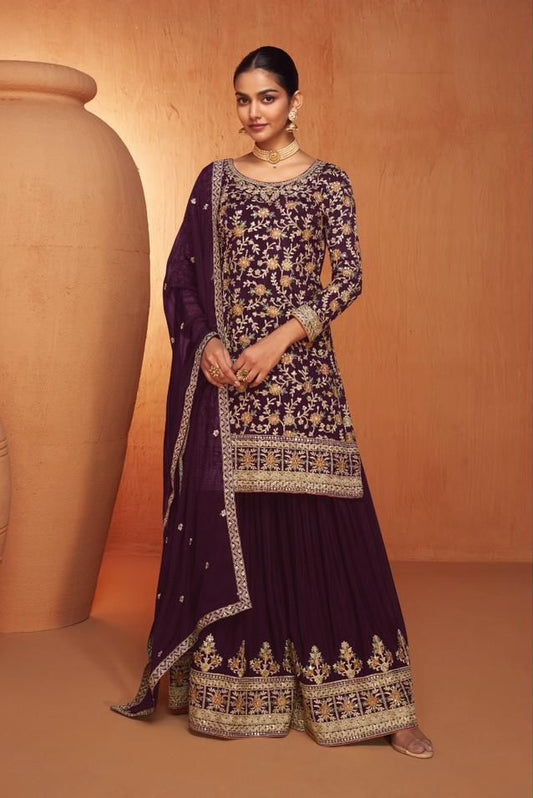 Purple Embroidered Salwar Suit