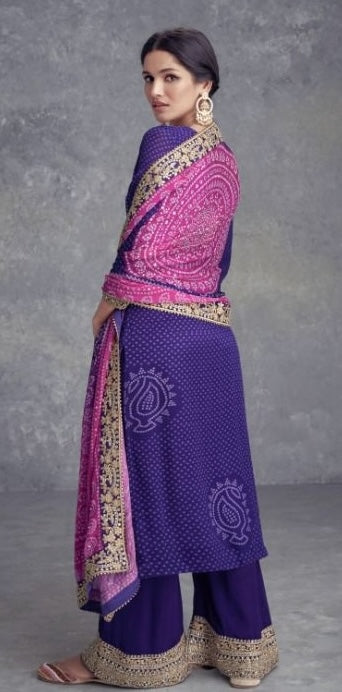 Purple Chinon Salwar Suit (3-Piece)