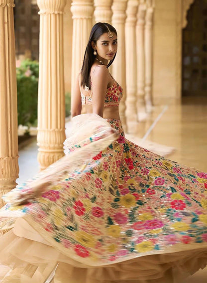 Embroidered Flower Lehenga