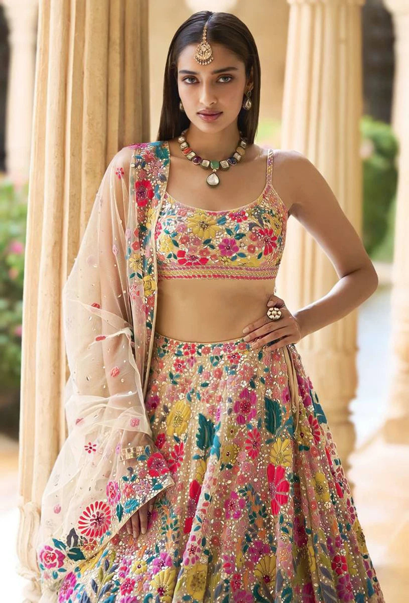 Embroidered Flower Lehenga