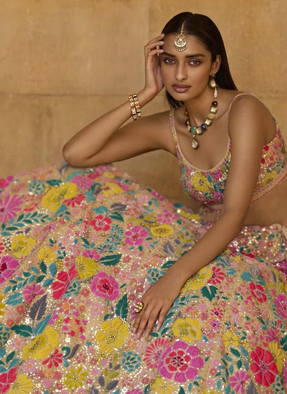 Embroidered Flower Lehenga