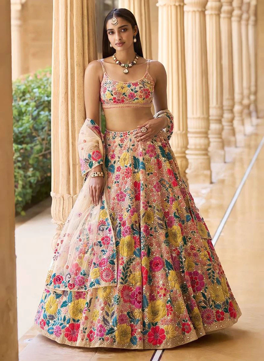 Embroidered Flower Lehenga