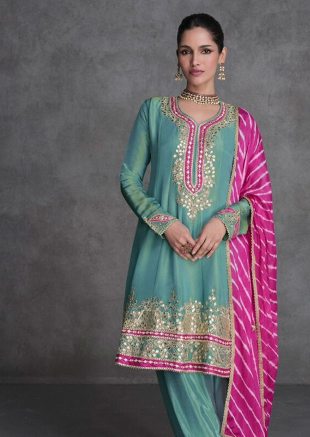 Turquouis Pink Salwar Suit