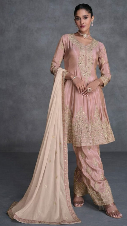 Light Rose Embroidery Salwar Suit