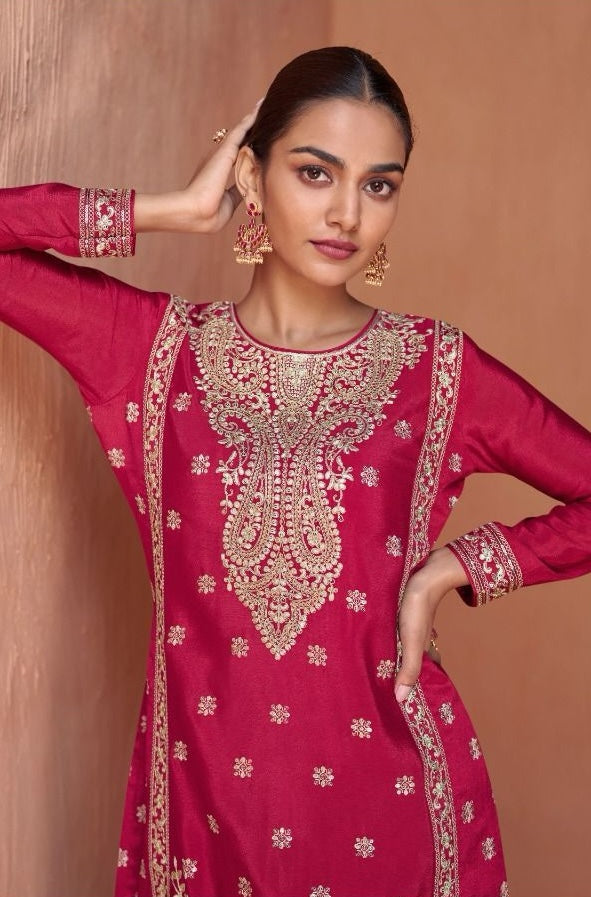 Red Gazal Salwar Suit (3-Piece)