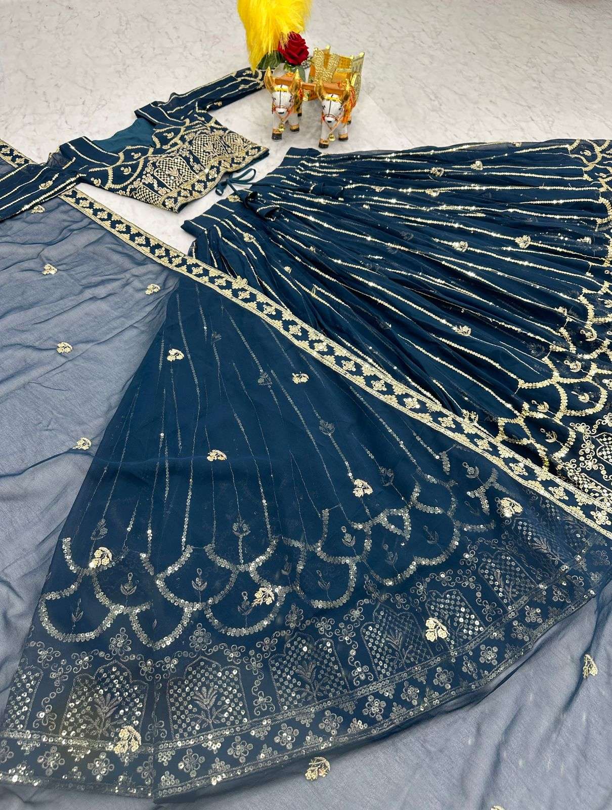 Blue Golden Lehenga