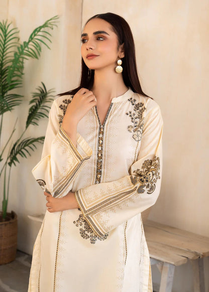 White Gold Linen Lawn Suit