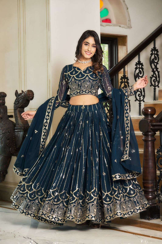 Blue Golden Lehenga