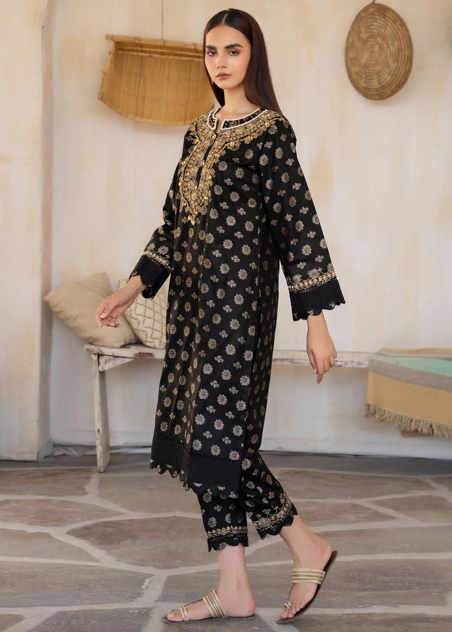 Black Gold Lawn Jacquard Suit