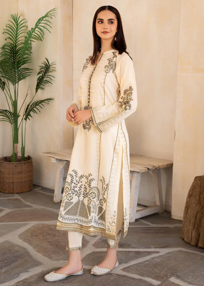 White Gold Linen Lawn Suit