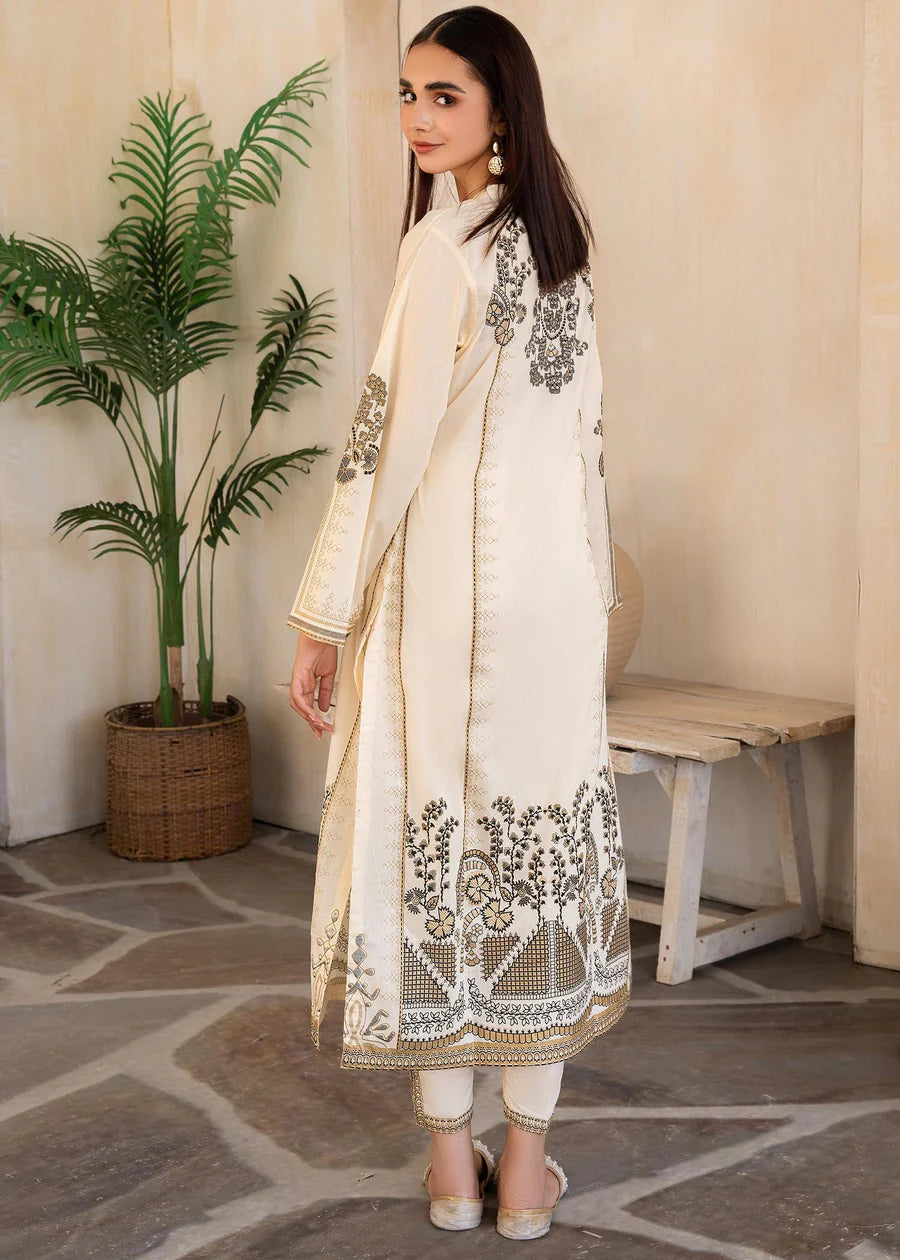 White Gold Linen Lawn Suit