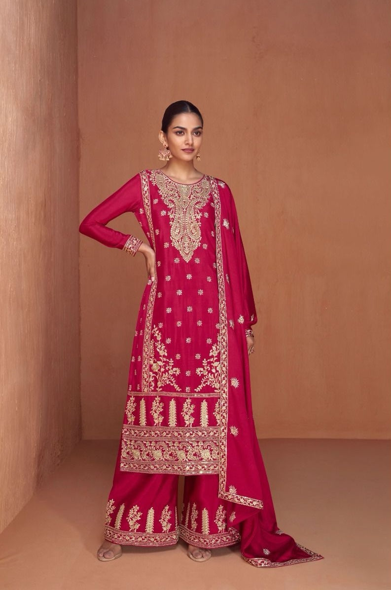 Red Gazal Salwar Suit (3-Piece)