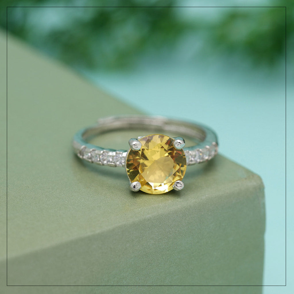 Yellow Color American Diamond Finger Ring