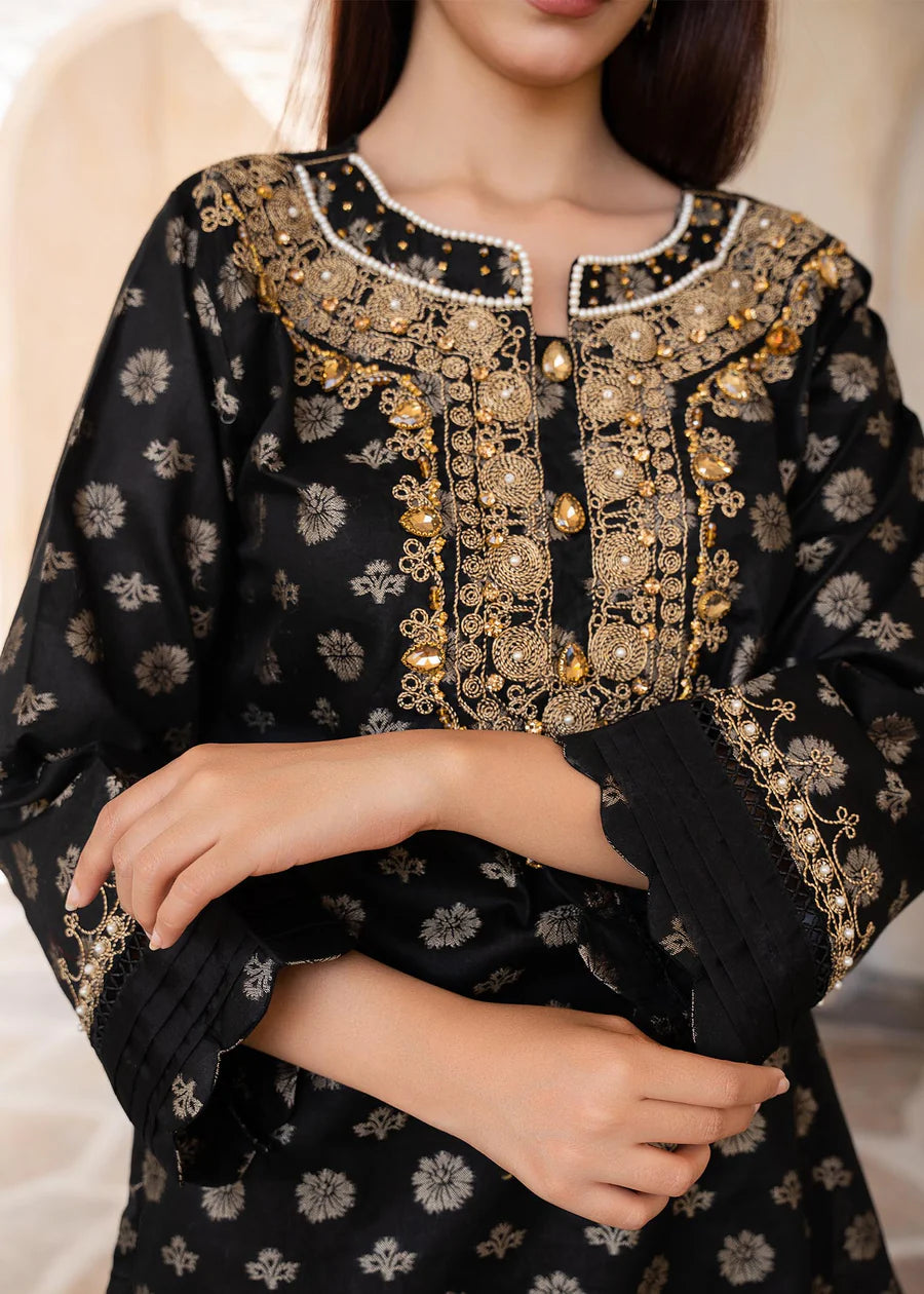 Black Gold Lawn Jacquard Suit