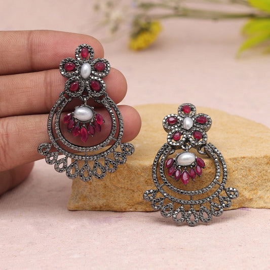 Rani Color Black Antique Earrings