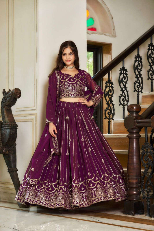 Maroon Golden Lehenga