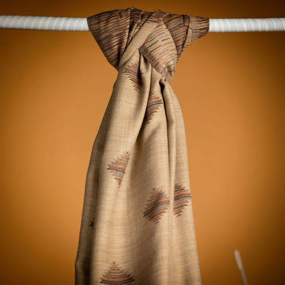 Beige Design Printed Jacquard Shawl