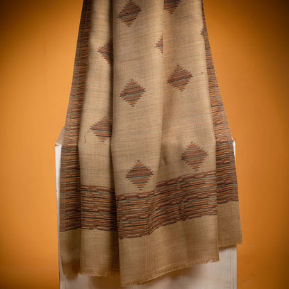 Beige Design Printed Jacquard Shawl