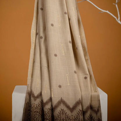 Beige Printed Jacquard Shawl