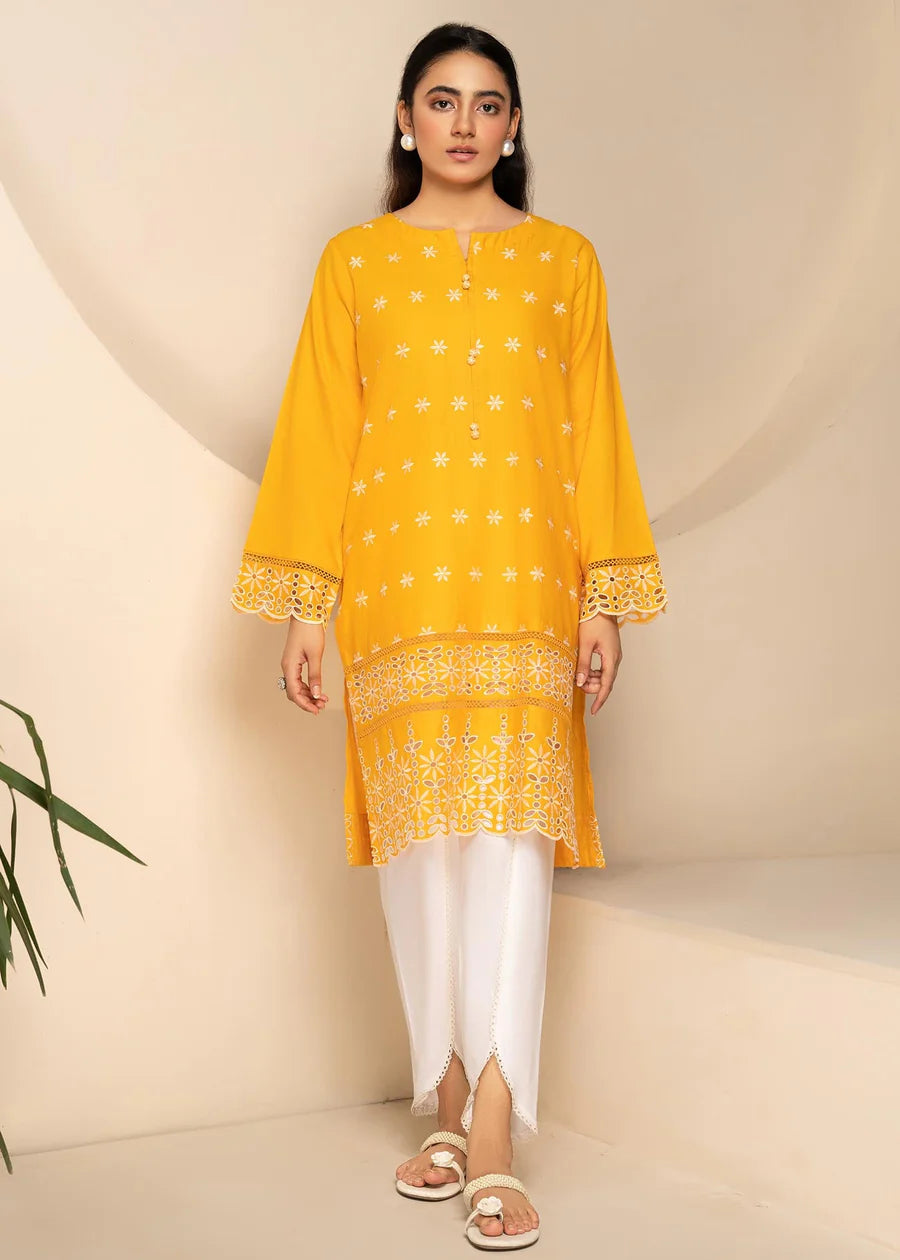 Yellow-White Kurti Top