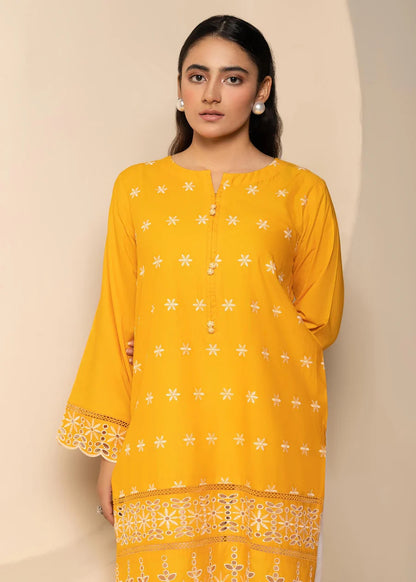 Yellow-White Kurti Top