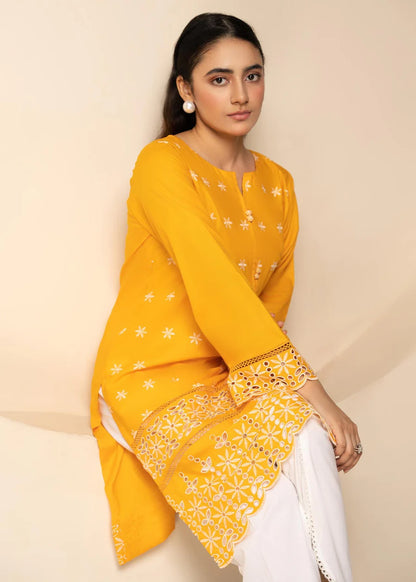 Yellow-White Kurti Top