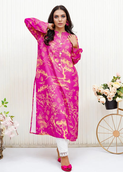 Hot Pink Printed Kurti