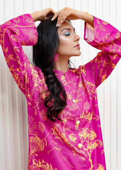 Hot Pink Printed Kurti