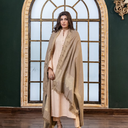 Beige Gold Wool Shawl