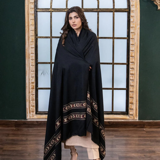 Black Border Wool Shawl