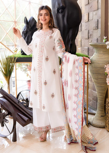 Embroidered Lawn Rose Suit