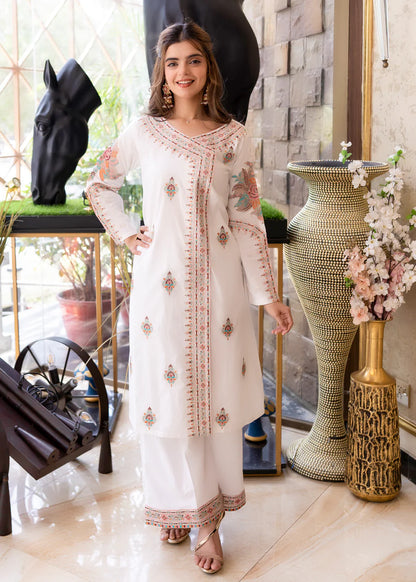 Embroidered Lawn Rose Suit