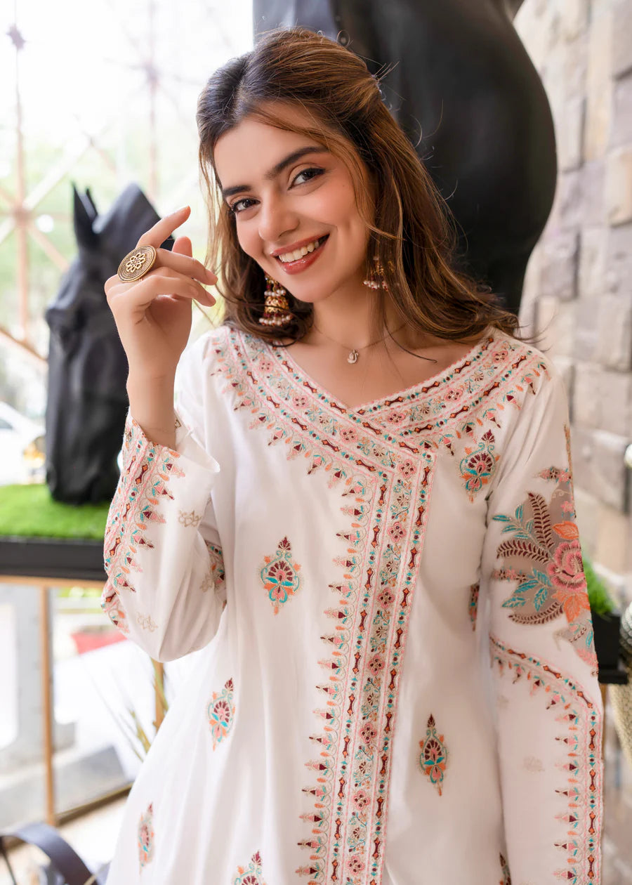 Embroidered Lawn Rose Suit