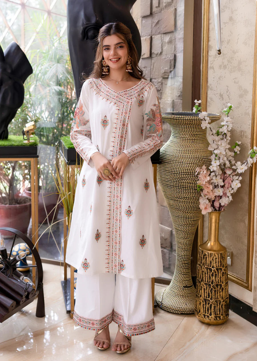 Embroidered Lawn Rose Suit