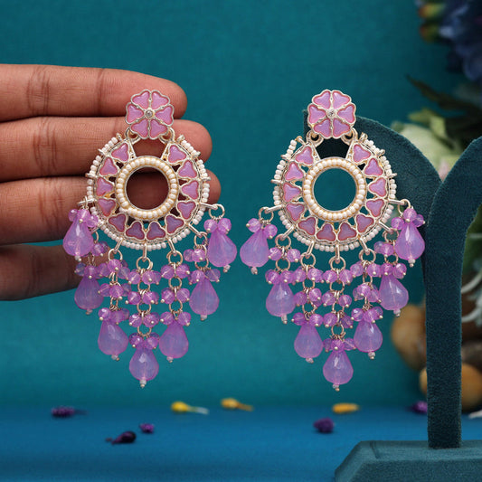 Light Purple Color Kundan Earrings