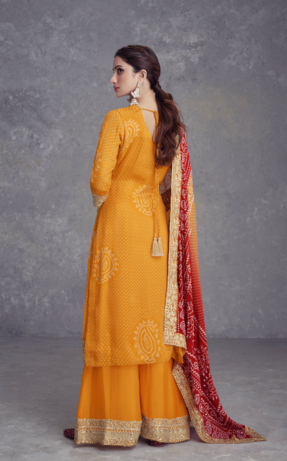 Yellow Chinon Salwar Suit (3-Piece)