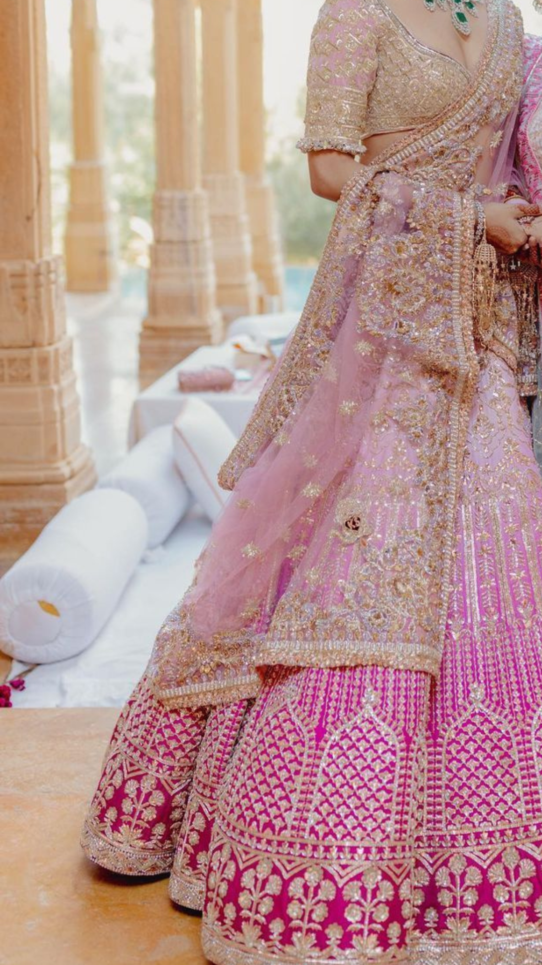 Pink-White Fade Premium Lehenga